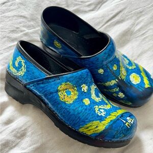 Sanita Cambio Leather Clog with Starry Night motif by Vincent Van Gough